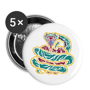 Curled Snake Neon - Buttons large 2.2''/56 mm (5-pack) - white - Front