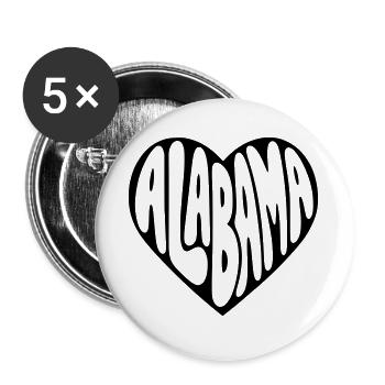 Alabama USA Herz Bubblige Typo - Buttons groß 56 mm (5er Pack) - Weiß - Vorne
