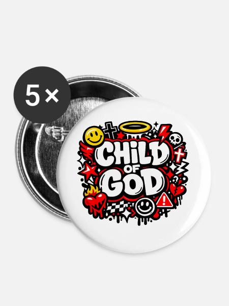 Child of God - Buttons groß 56 mm (5er Pack) - Weiß