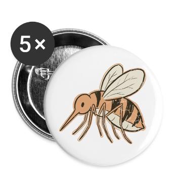 Vintage Mosquito Bee Cream Stripes Tiger - Buttons large 2.2''/56 mm (5-pack) - white - Front