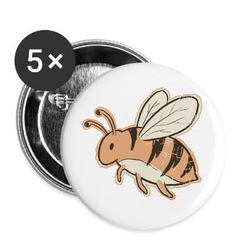Orange Cartoon Bee Stripes Tiger - Buttons large 2.2''/56 mm (5-pack) - white - Front