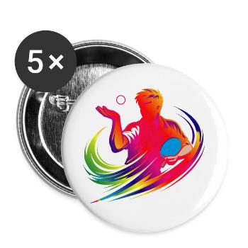 Joueur de ping-pong néon avec une chemise de tennis de table - Lot de 5 grands badges (56 mm) - blanc - Devant