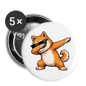 Tamponnement du Shiba Inu - Lot de 5 grands badges (56 mm) - blanc - Devant