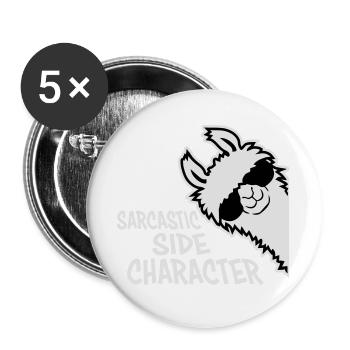 Lama Alpaga Personnage secondaire sarcastique - Lot de 5 grands badges (56 mm) - blanc - Devant