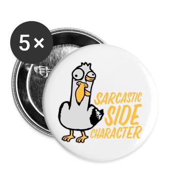 Mouette folle Personnage secondaire sarcastique drôle - Lot de 5 grands badges (56 mm) - blanc - Devant