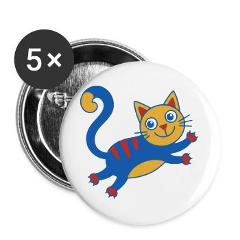 Colorful Cat Magic Leap - Buttons large 2.2''/56 mm (5-pack) - white - Front