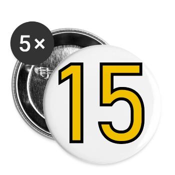 15. 15 ANS. 15e ANNIVERSAIRE. ANNIVERSAIRE 15 ANS. - Lot de 5 grands badges (56 mm) - blanc - Devant