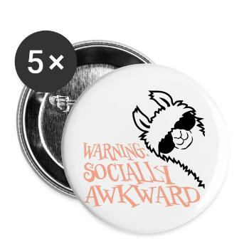 Lama Warning Socially Awkward Sunglasses Alpaca - Buttons large 2.2''/56 mm (5-pack) - white - Front