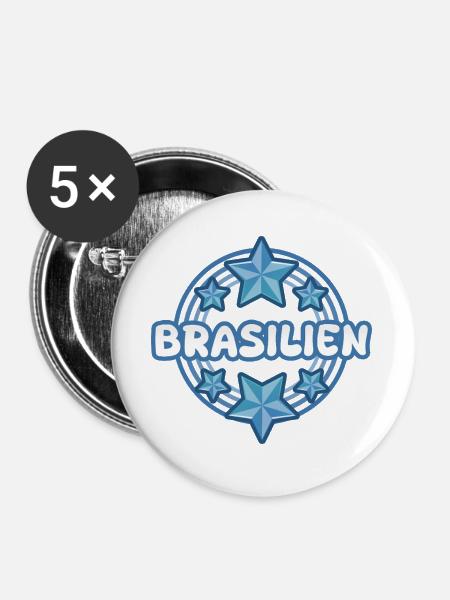 Geschenk für Brasilien - Buttons groß 56 mm (5er Pack) - Weiß