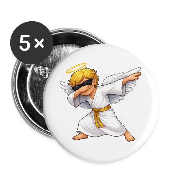 Dabbing Angel - Buttons large 2.2''/56 mm (5-pack) - white - Front