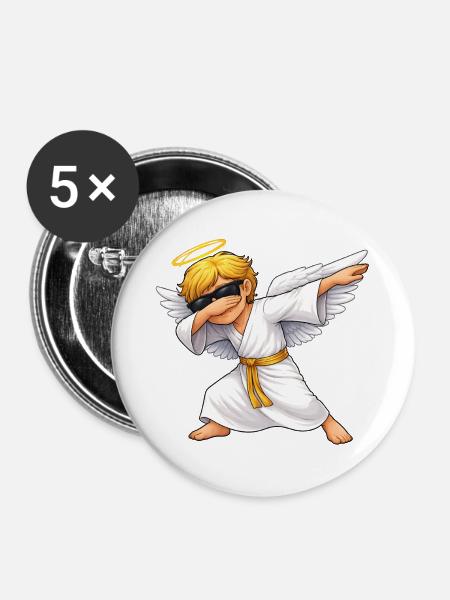 Dabbing Engel - Buttons groß 56 mm (5er Pack) - Weiß