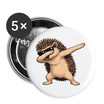 Dabbing hedgehog - Buttons large 2.2''/56 mm (5-pack) - white - Front