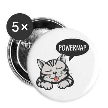 Powernap Cat - Sleeping Motif - Buttons large 2.2''/56 mm (5-pack) - white - Front