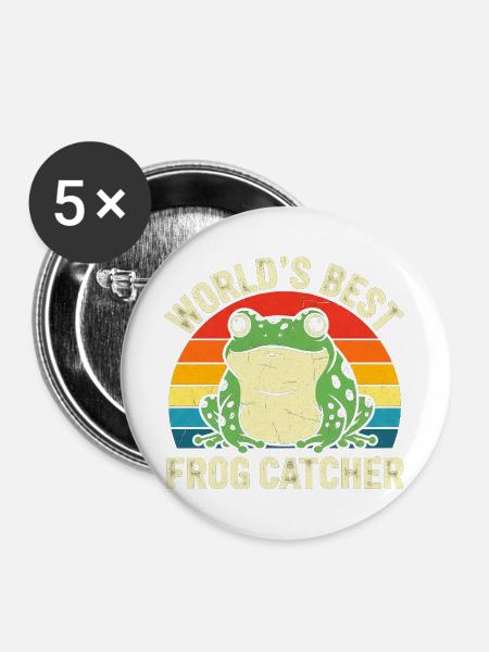 Weltbester Froschfänger Retro-Design - Buttons groß 56 mm (5er Pack) - Weiß