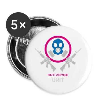 Anti Zombie Unit – Gas Mask Neon Design - Buttons large 2.2''/56 mm (5-pack) - white - Front