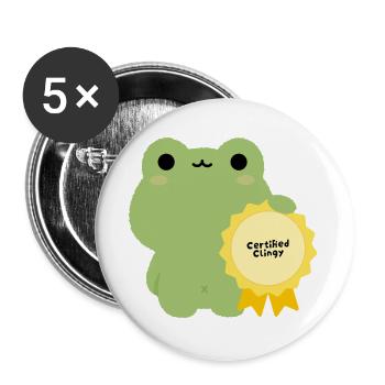 Certified Clingy Frog Badge - Buttons large 2.2''/56 mm (5-pack) - white - Front