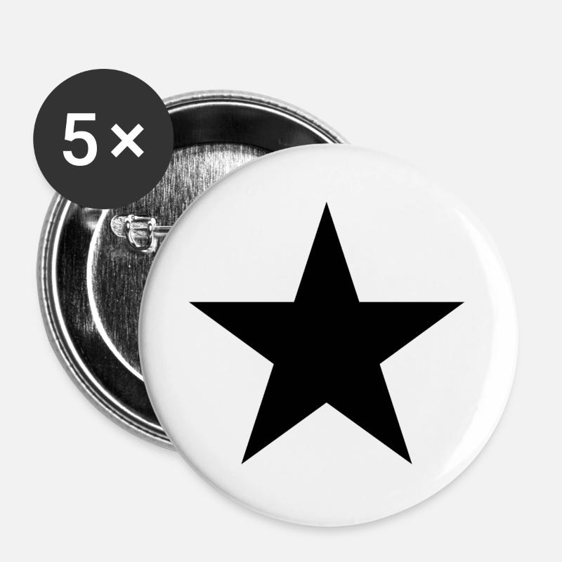 Star Black - Buttons large 2.2''/56 mm (5-pack) - white