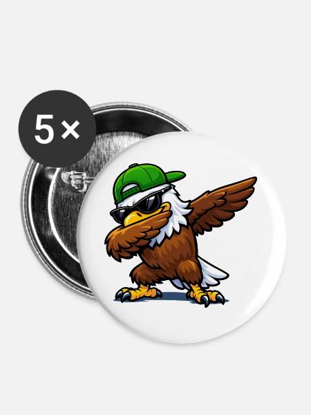 Dabbing Eagle - Buttons groß 56 mm (5er Pack) - Weiß