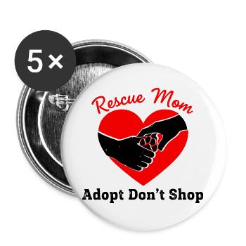 Rescue Mom Tierschutz Herz - Buttons groß 56 mm (5er Pack) - Weiß - Vorne