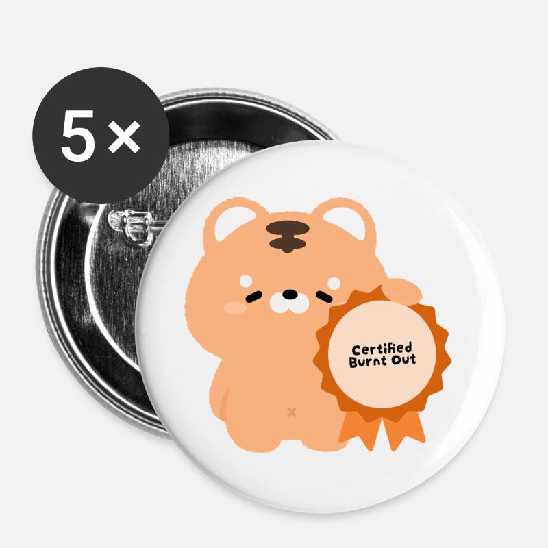 Certified Burnt Tiger - Buttons large 2.2''/56 mm (5-pack) - white