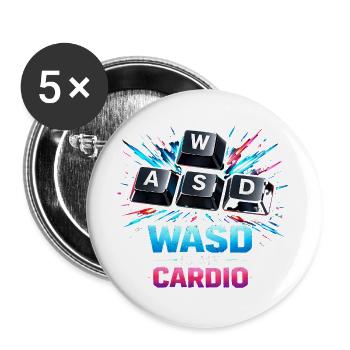 Lustiges Gaming Keyboard WASD mein Cardio Gamer - Buttons groß 56 mm (5er Pack) - Weiß - Vorne