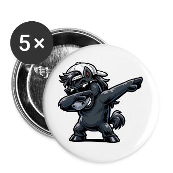 Dabbing Horse - Buttons large 2.2''/56 mm (5-pack) - white - Front