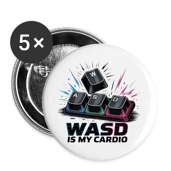 Lustiges Gaming Keyboard WASD mein Cardio Gamer - Buttons groß 56 mm (5er Pack) - Weiß - Vorne
