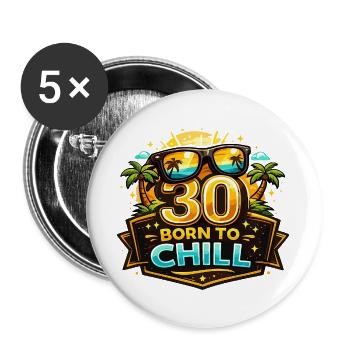 30 Born to Chill Beach Design - Buttons large 2.2''/56 mm (5-pack) - white - Front
