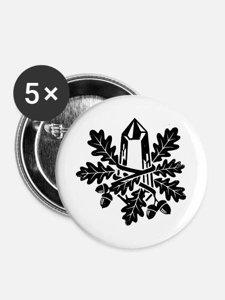 Kristall Eichenblatt Magie Wald - Buttons groß 56 mm (5er Pack) - Weiß