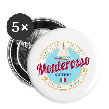 Monterosso Cinque Terre La Spezia Italien Souvenir - Buttons groß 56 mm (5er Pack) - Weiß - Vorne