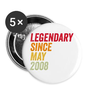 18. Geburtstag 18 Jahre Mai 2008 - Buttons groß 56 mm (5er Pack) - Weiß - Vorne