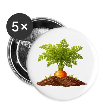 Karotte im Boden Garten Natur Design - Buttons groß 56 mm (5er Pack) - Weiß - Vorne