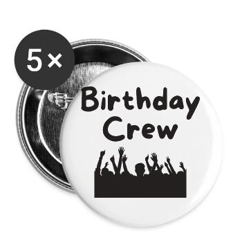 Birthday Crew - Buttons large 2.2''/56 mm (5-pack) - white - Front