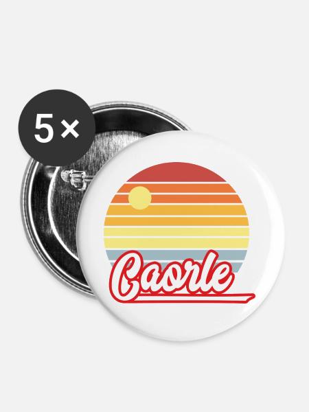 Caorle, Urlaub - Buttons groß 56 mm (5er Pack) - Weiß
