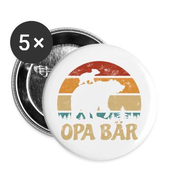 Grand-père Ours - Fête des Mères - Cadeau vintage - Lot de 5 grands badges (56 mm) - blanc - Devant