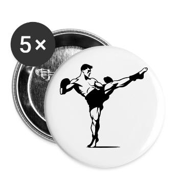 Kickboxen - Buttons groß 56 mm (5er Pack) - Weiß - Vorne