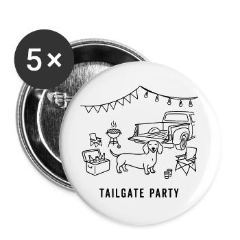 tailgate party dackel - Buttons groß 56 mm (5er Pack) - Weiß - Vorne