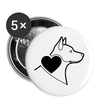 German Shepherd Heart Filled Minimal - Buttons large 2.2''/56 mm (5-pack) - white - Front