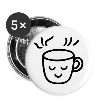 Tasse de café Junkie du café Râleur du matin - Lot de 5 grands badges (56 mm) - blanc - Devant