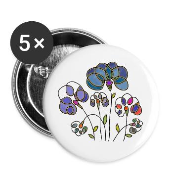 Fleur - Lot de 5 grands badges (56 mm) - blanc - Devant
