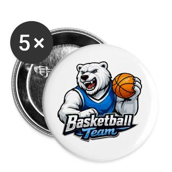 Polar Bear Basketball Team - Buttons large 2.2''/56 mm (5-pack) - white - Front