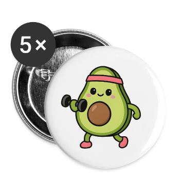 Avocat à la salle de sport - Lot de 5 grands badges (56 mm) - blanc - Devant
