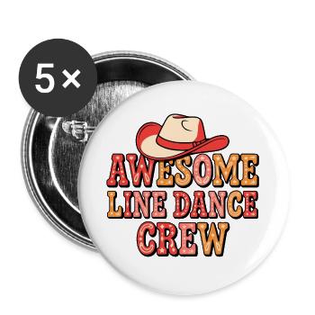 Cowboy Line Dance Crew - Buttons groß 56 mm (5er Pack) - Weiß - Vorne
