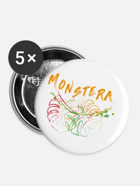 Monstera - Buttons groß 56 mm (5er Pack) - Weiß