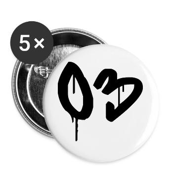 Nummer 03 Urbaner Graffiti-Stil - Buttons groß 56 mm (5er Pack) - Weiß - Vorne