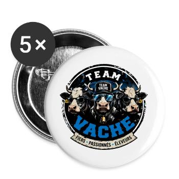 Team vache humour éleveur design vaches stylées - Lot de 5 grands badges (56 mm) - blanc - Devant