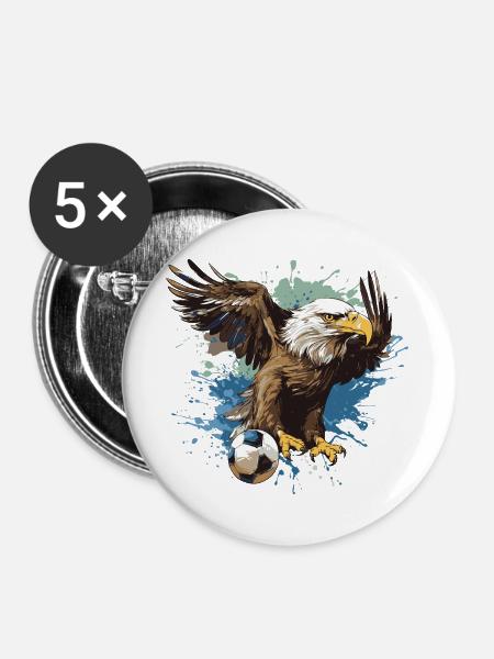 Adler Fussball Team - Buttons groß 56 mm (5er Pack) - Weiß