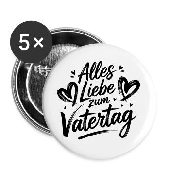 Papa Vater - Alles Liebe zum Vatertag - Buttons groß 56 mm (5er Pack) - Weiß - Vorne