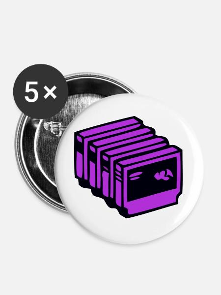 Retro Spiele Kassette Nerd - Buttons groß 56 mm (5er Pack) - Weiß