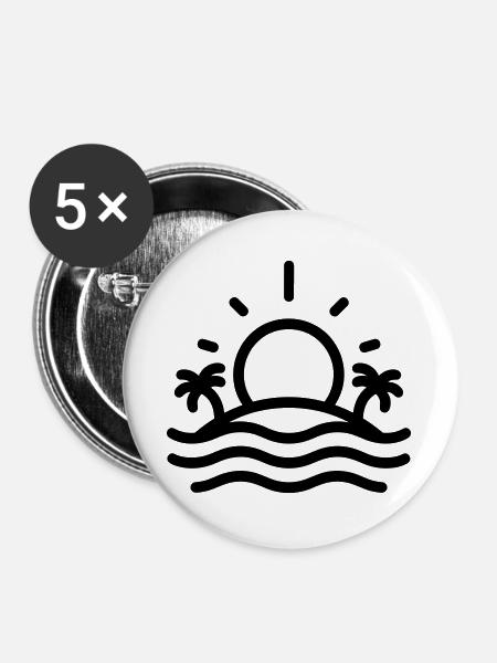 Sonnenstrand - Buttons groß 56 mm (5er Pack) - Weiß